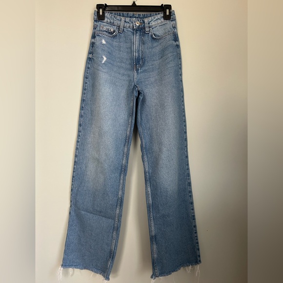 &Denim Denim - &Denim Ultra High Waist Wide Leg Coupe Jeans, Size 2